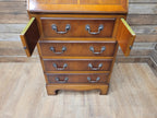 Walnut Veneer Petite Bureau Four Drawers Bracket Feet Vintage