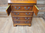Walnut Veneer Petite Bureau Four Drawers Bracket Feet Vintage