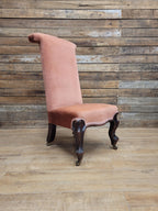 Victorian Style Slipper Chair Upholstered Scroll Back Cabriole Legs