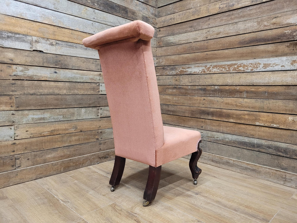 Victorian Style Slipper Chair Upholstered Scroll Back Cabriole Legs
