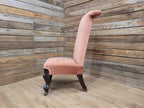 Victorian Style Slipper Chair Upholstered Scroll Back Cabriole Legs