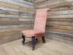 Victorian Style Slipper Chair Upholstered Scroll Back Cabriole Legs