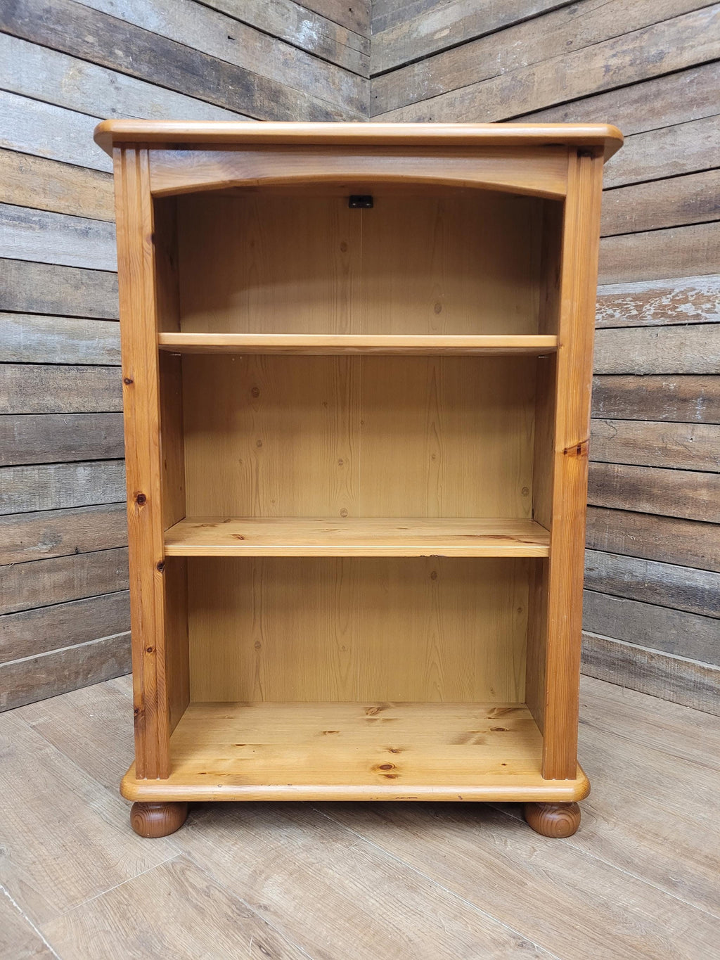 Pine Bookcase Two Adjustable Shelving Unit Storage Shelves Bun Feet