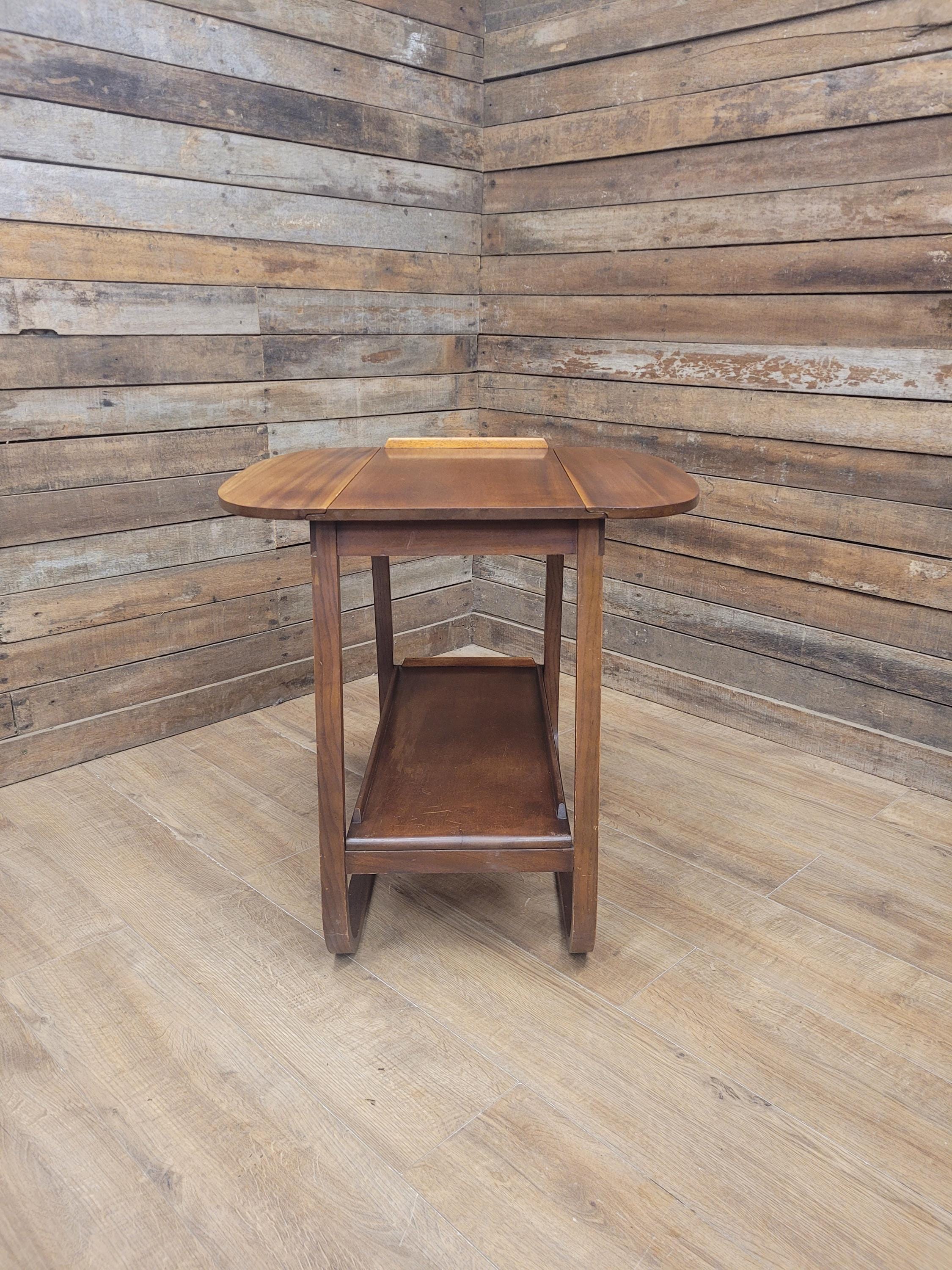 E&S Tea Trolley Teak Mid Century Folding Drop Leaf Stand Cocktail Trolley