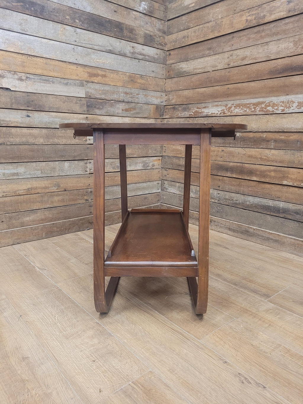 E&S Tea Trolley Teak Mid Century Folding Drop Leaf Stand Cocktail Trolley