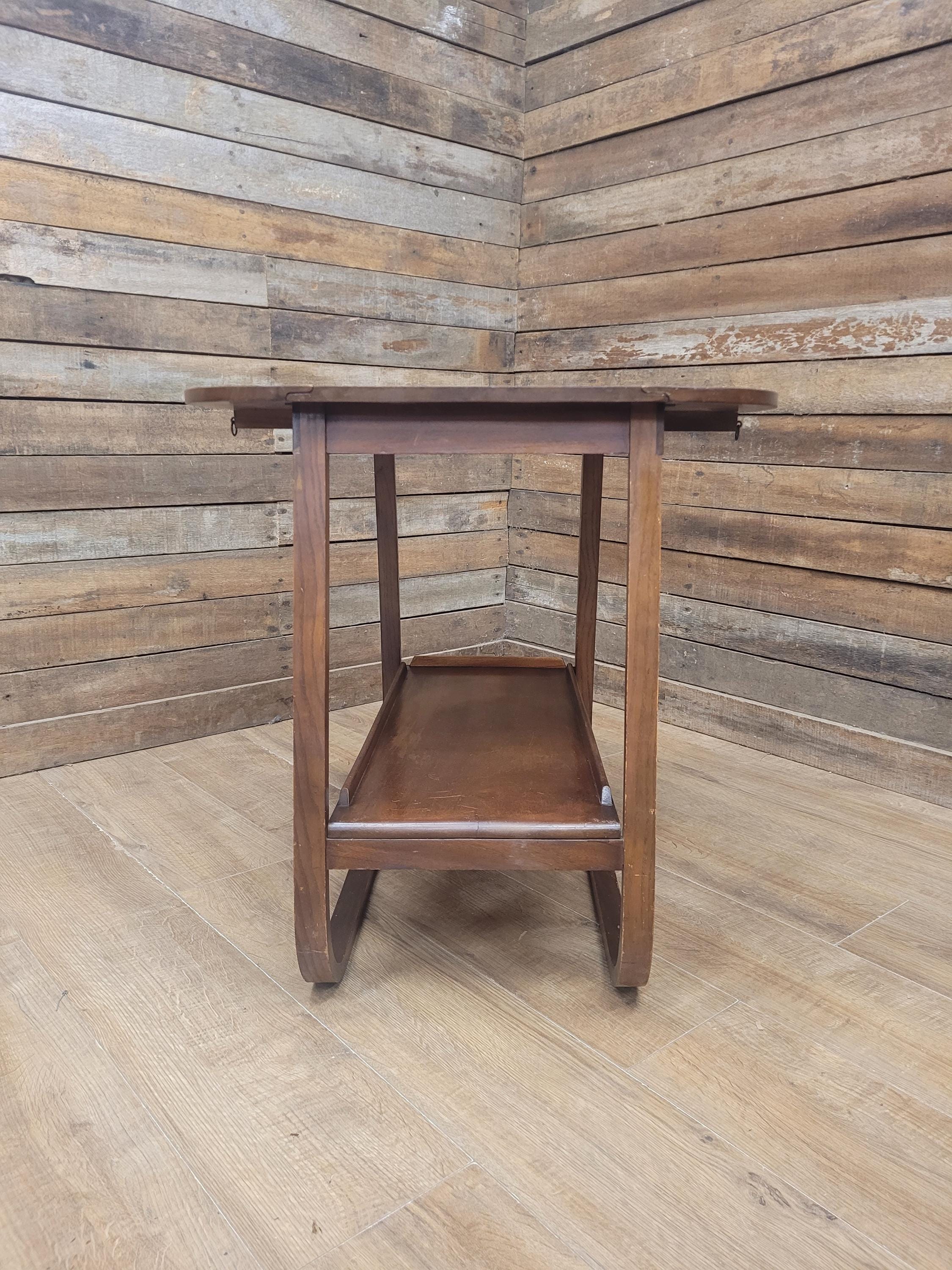 E&S Tea Trolley Teak Mid Century Folding Drop Leaf Stand Cocktail Trolley