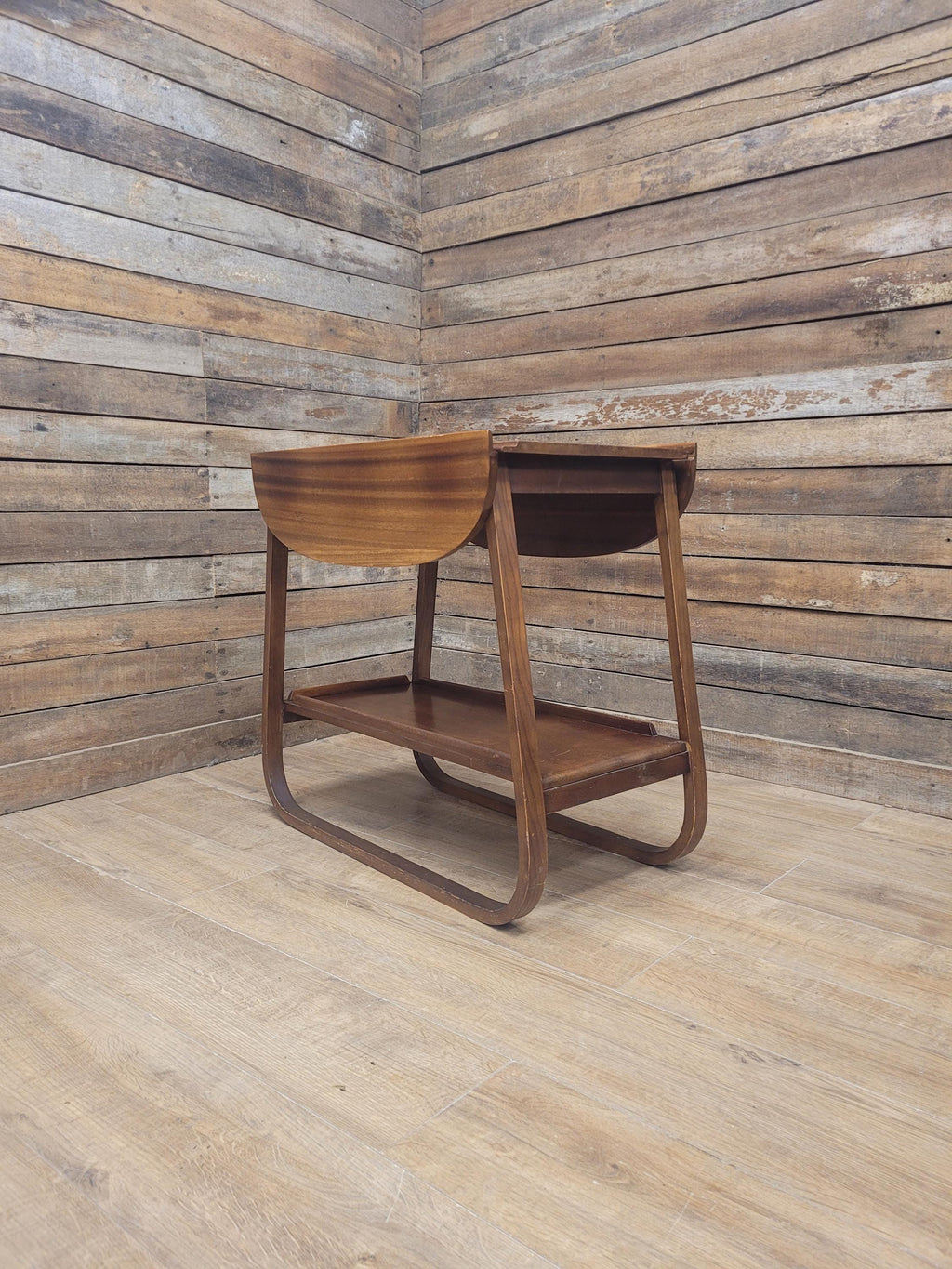 E&S Tea Trolley Teak Mid Century Folding Drop Leaf Stand Cocktail Trolley
