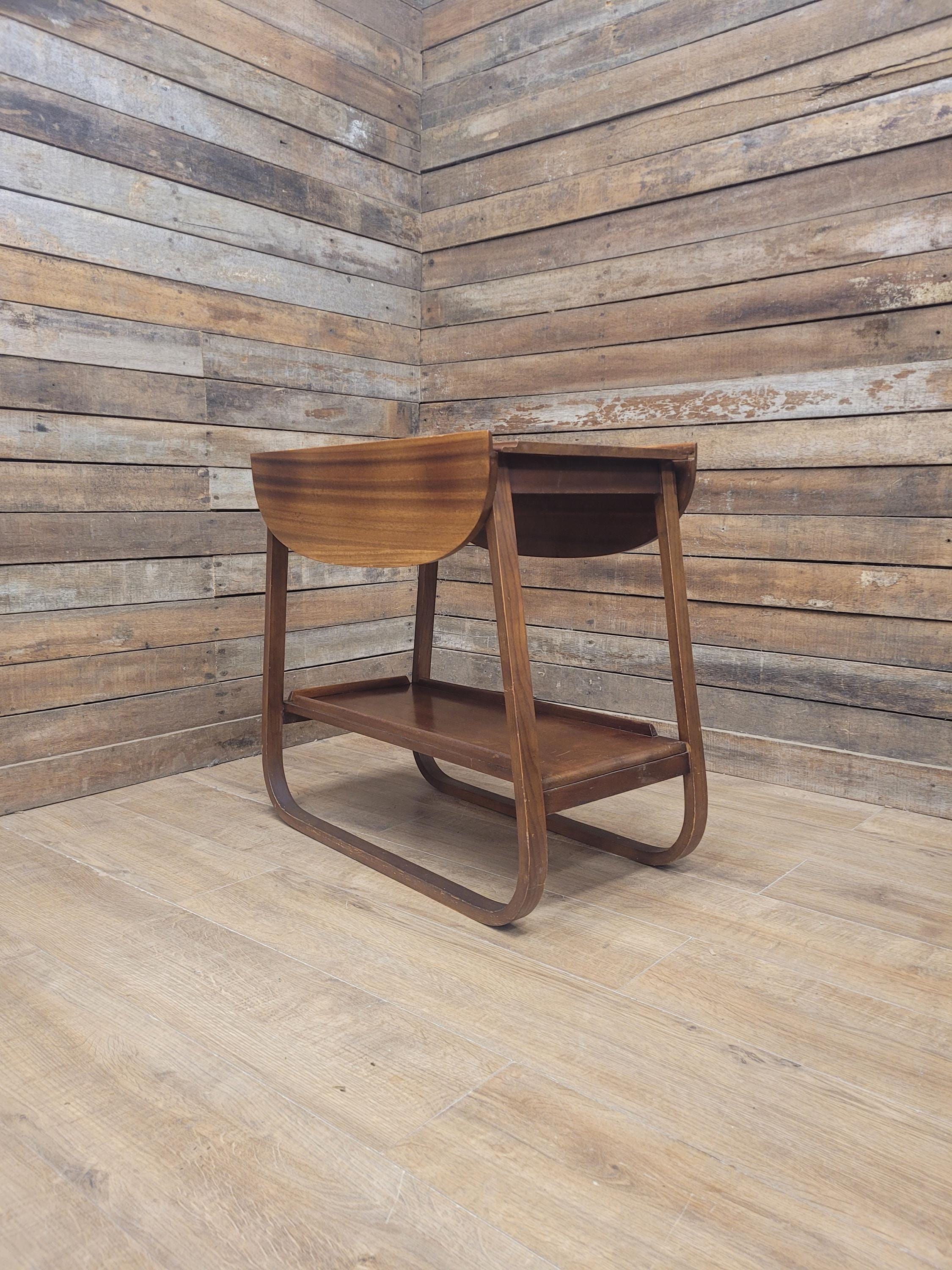 E&S Tea Trolley Teak Mid Century Folding Drop Leaf Stand Cocktail Trolley