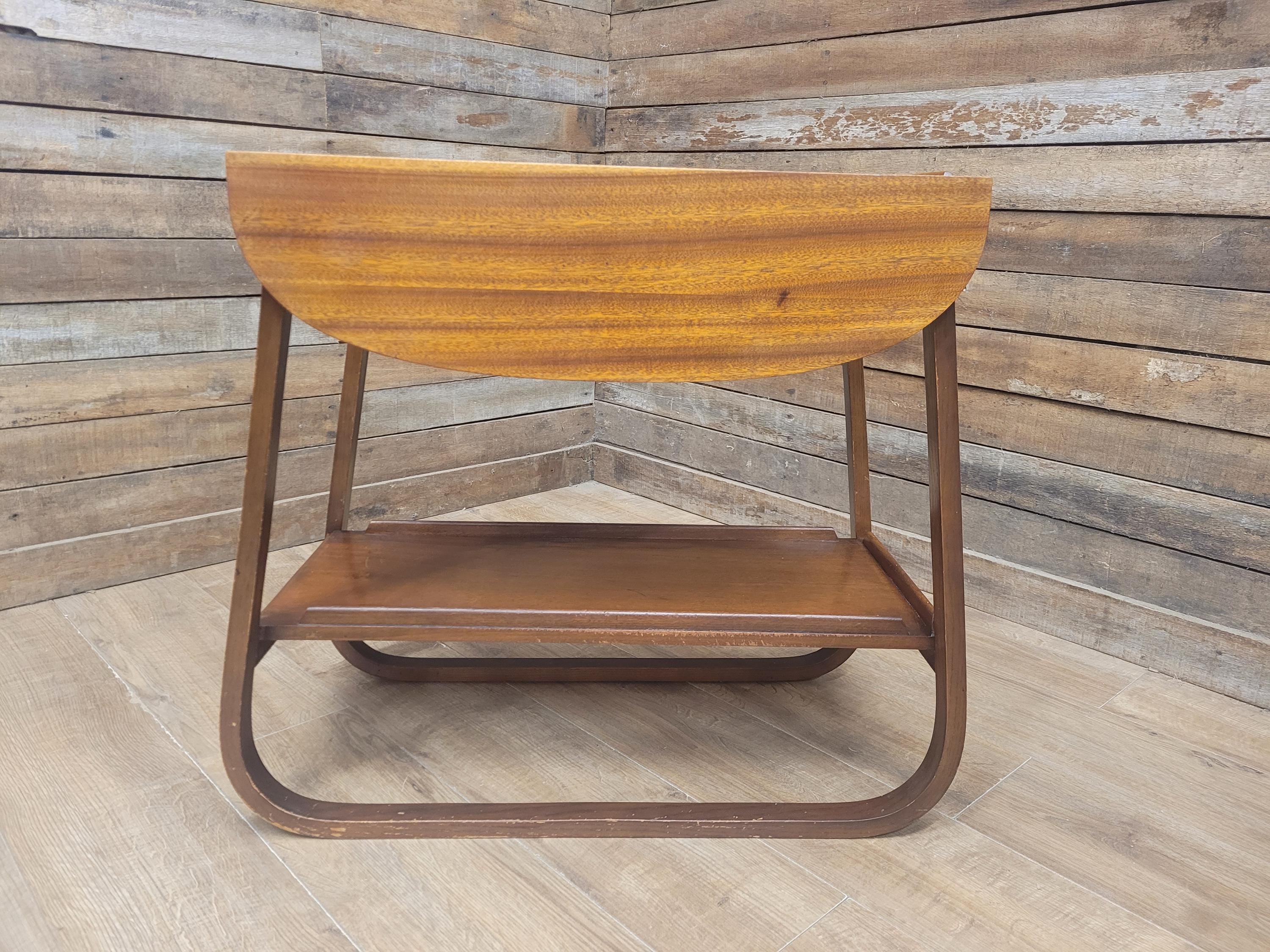 E&S Tea Trolley Teak Mid Century Folding Drop Leaf Stand Cocktail Trolley