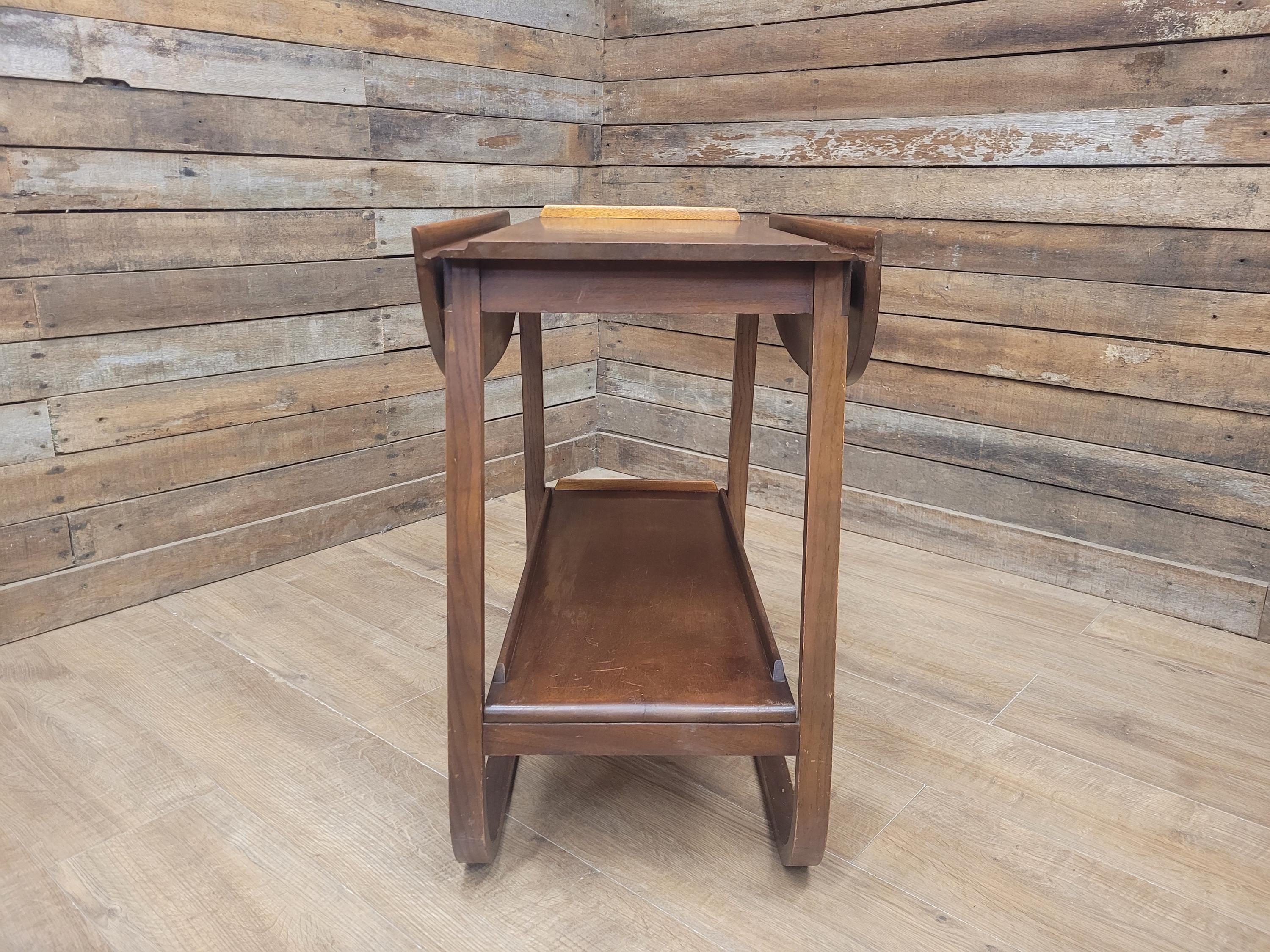 E&S Tea Trolley Teak Mid Century Folding Drop Leaf Stand Cocktail Trolley