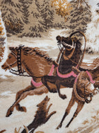 Vintage Tapestry Wall Hanging Framed Hunting Scene Large Textile Art