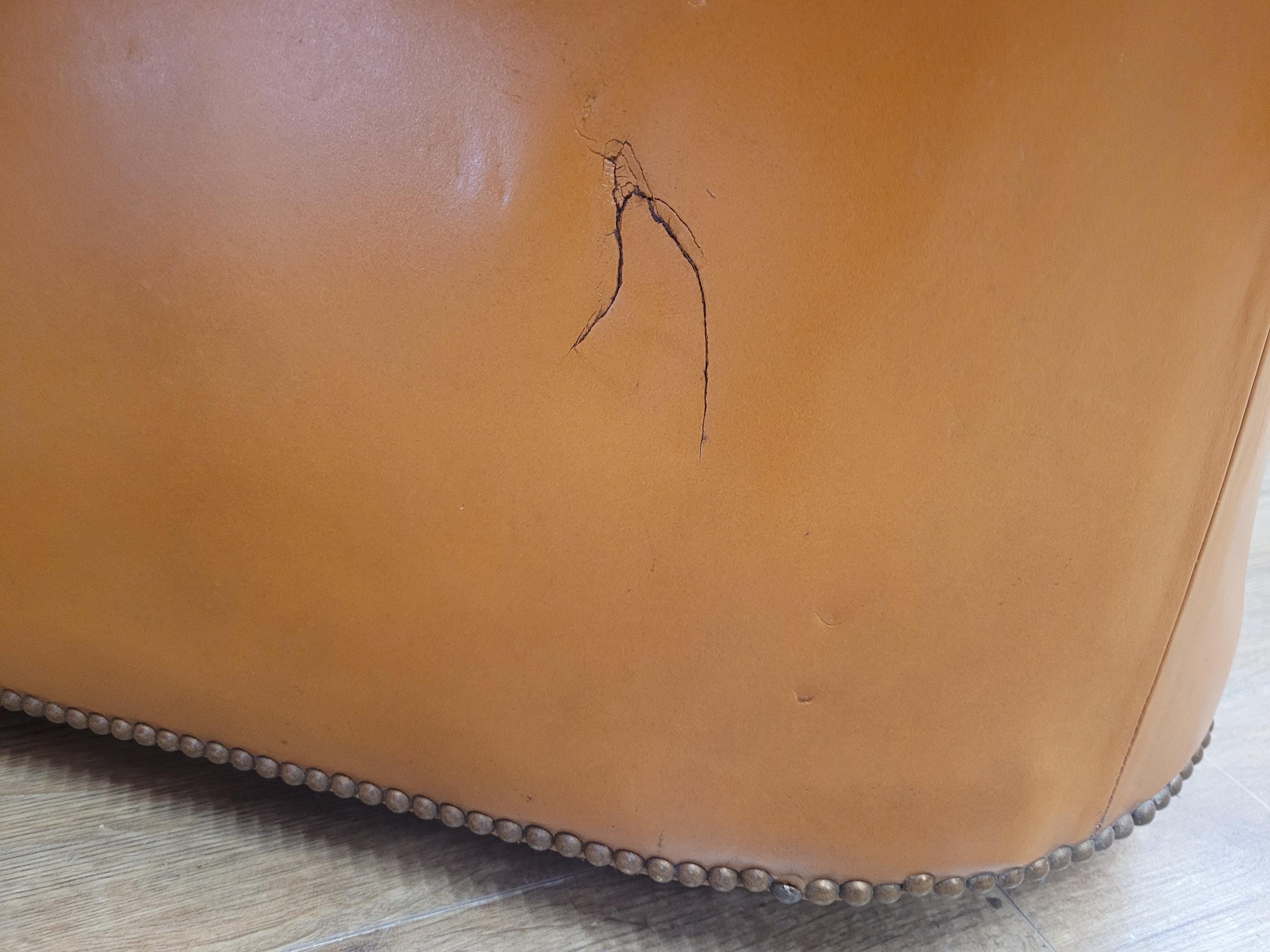Chesterfield Sofa Tan Leather Buttoned Vintage Distressed Three Seat