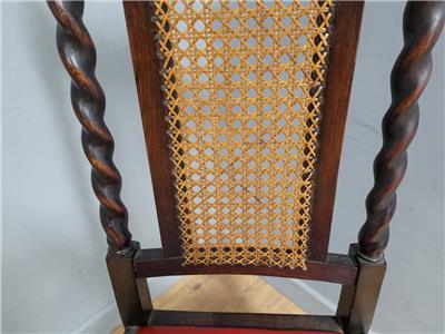 Ebonised Oak Bergere Barley Twist Chair Hall Bedroom Chair Great Patina Antique