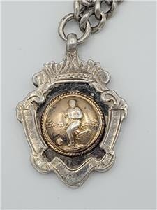 Silver Albert Chain Hallmarked 1923 Fob Pendant Antique Link