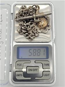 Silver Albert Chain Hallmarked 1923 Fob Pendant Antique Link
