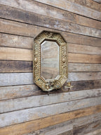 Brass Wall Mirror Candle Sconce Ornate Vintage Baroque Style