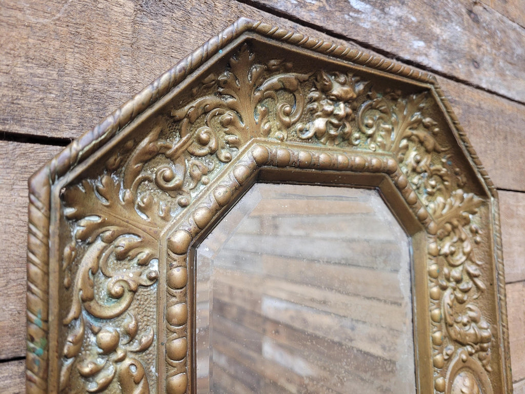 Brass Wall Mirror Candle Sconce Ornate Vintage Baroque Style