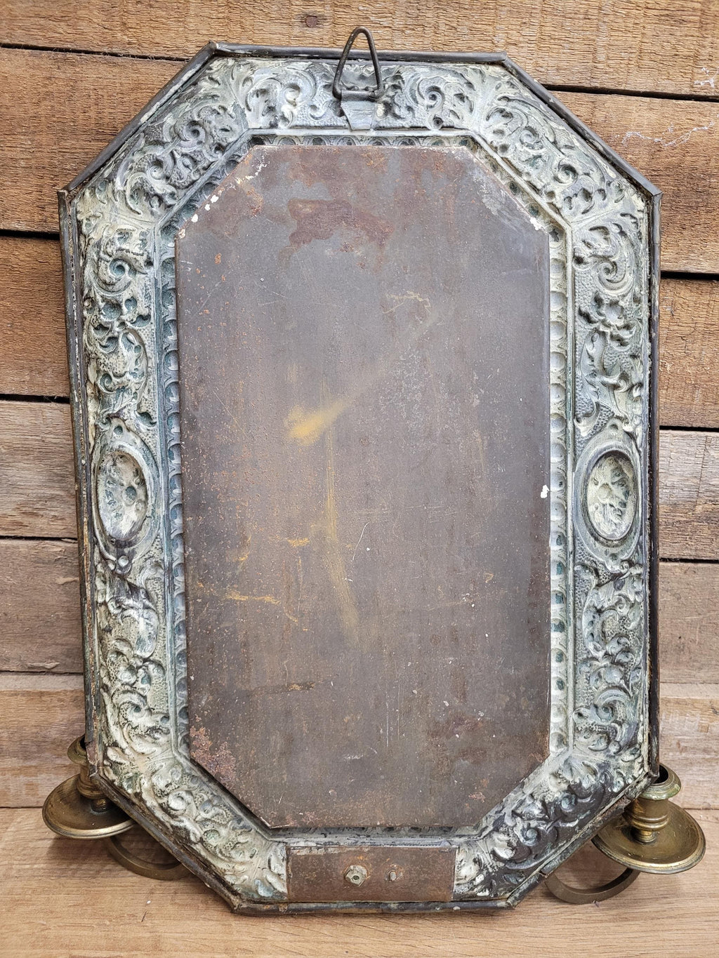 Brass Wall Mirror Candle Sconce Ornate Vintage Baroque Style