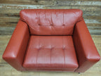 Red Faux Leather Armchair Footstool Retro Style Lounge Chrome Legs