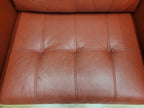 Red Faux Leather Armchair Footstool Retro Style Lounge Chrome Legs