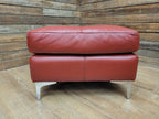 Red Faux Leather Armchair Footstool Retro Style Lounge Chrome Legs