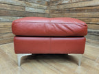 Red Faux Leather Armchair Footstool Retro Style Lounge Chrome Legs