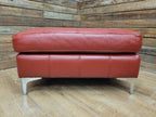 Red Faux Leather Armchair Footstool Retro Style Lounge Chrome Legs