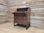 Oak Bureau Desk Writing Desk Fall Front Vintage Storage Drawers With Key