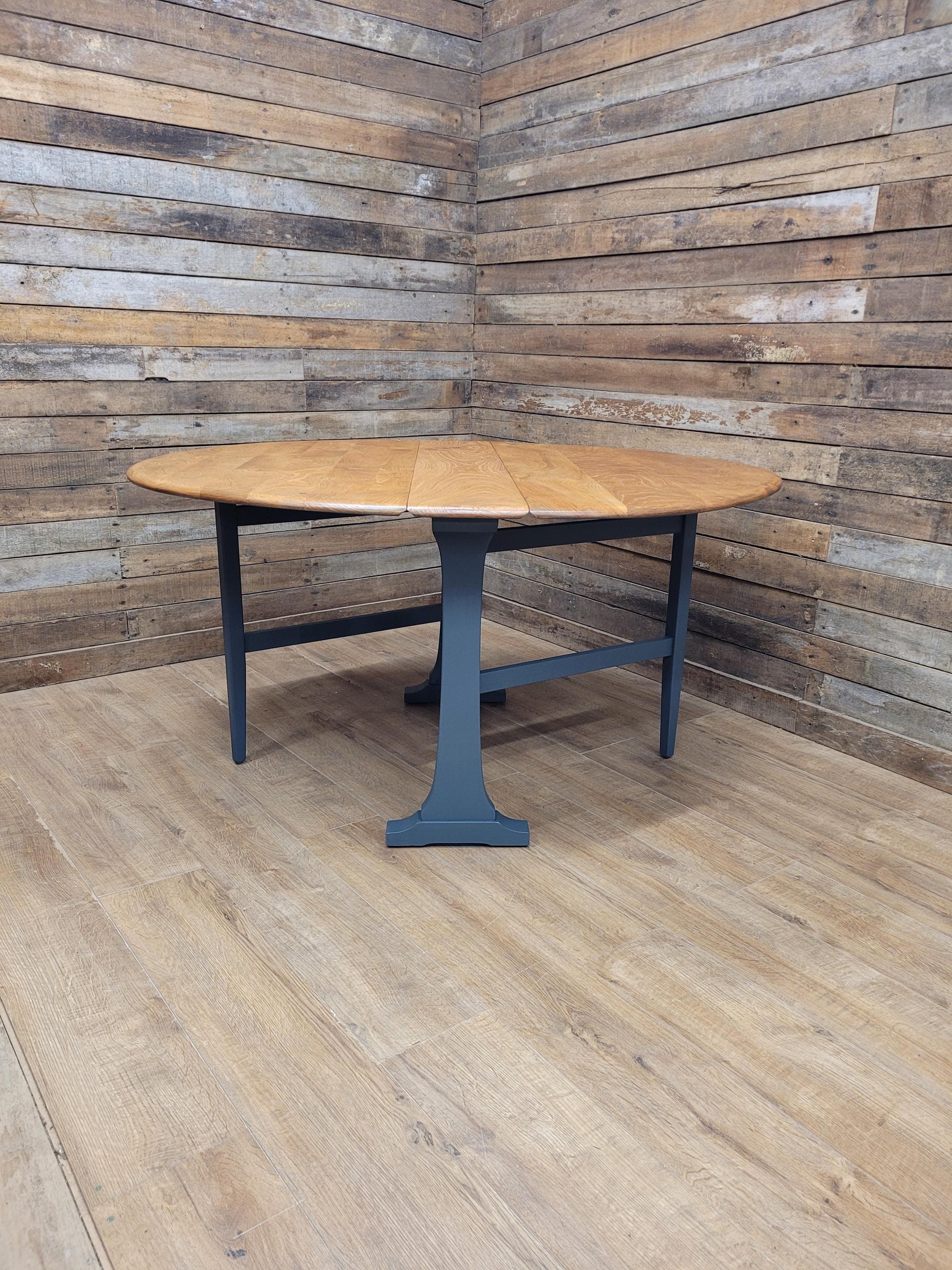 Ercol Elm Drop Leaf Blonde Dining Table Model 610 Fusion Painted Base
