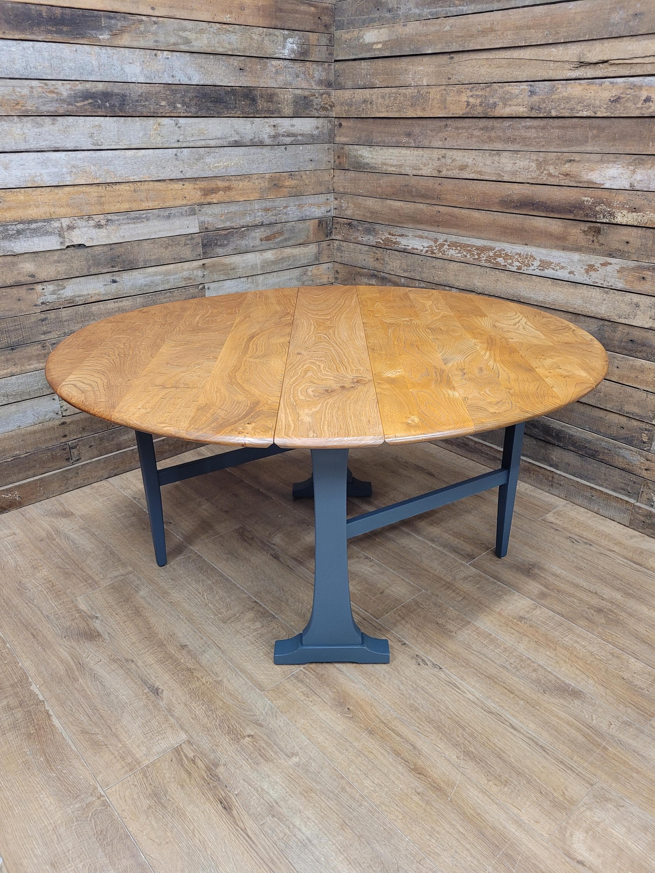 Ercol Elm Drop Leaf Blonde Dining Table Model 610 Fusion Painted Base