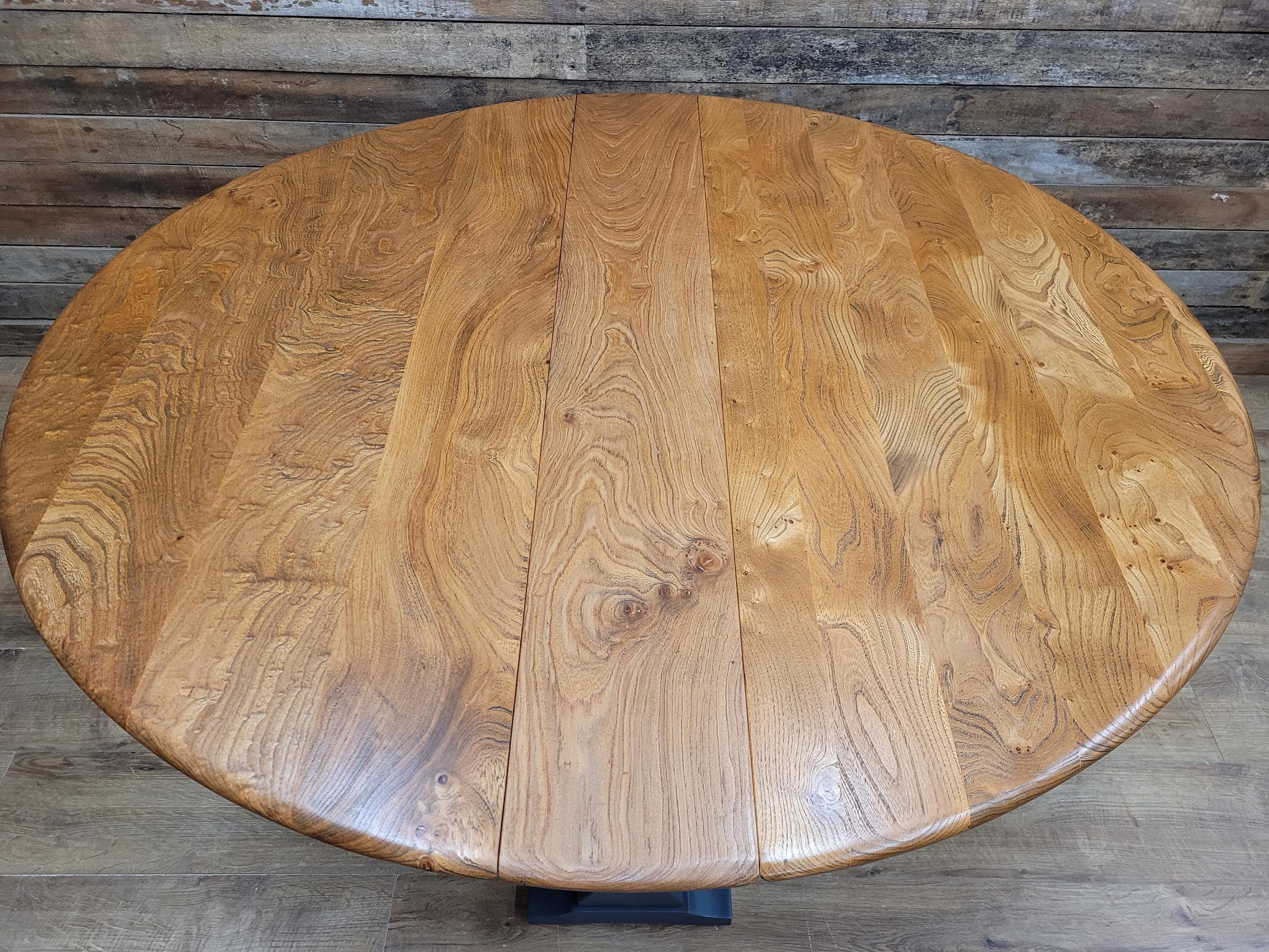 Ercol Elm Drop Leaf Blonde Dining Table Model 610 Fusion Painted Base
