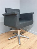 REM UK barber chair black vinyl alloy retro hydraulic swivel salon