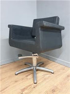 REM UK barber chair black vinyl alloy retro hydraulic swivel salon