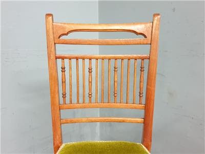 Wooden Spindle Back Chair Velvet Seat Arts Crafts Vintage