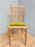 Wooden Spindle Back Chair Velvet Seat Arts Crafts Vintage