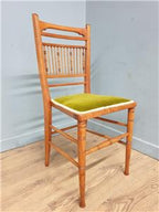 Wooden Spindle Back Chair Velvet Seat Arts Crafts Vintage