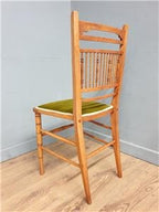 Wooden Spindle Back Chair Velvet Seat Arts Crafts Vintage