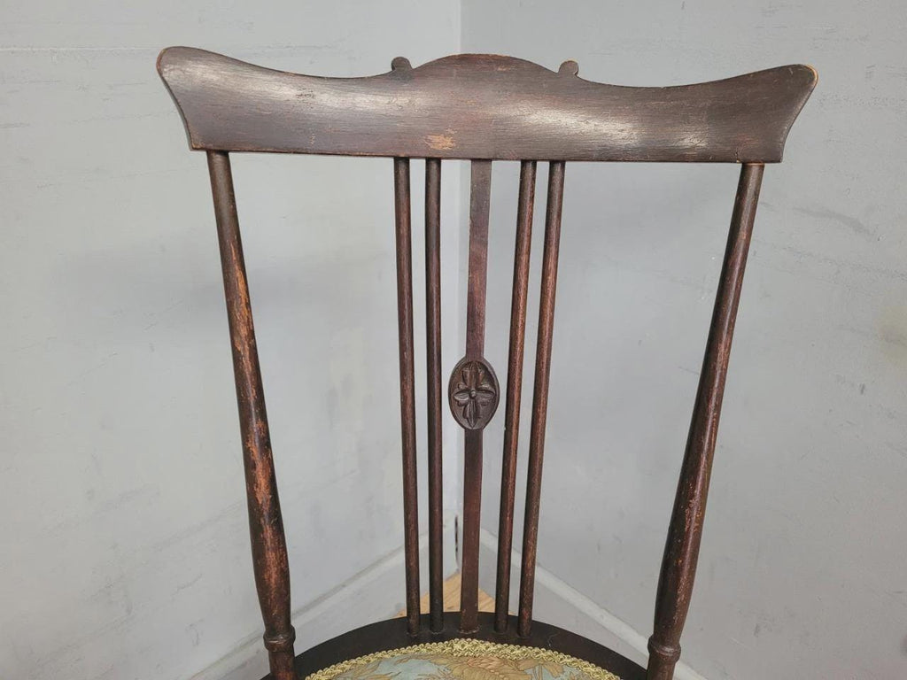 Edwardian Spindle Back Chair Upholstered Seat Antique Bedroom Chair