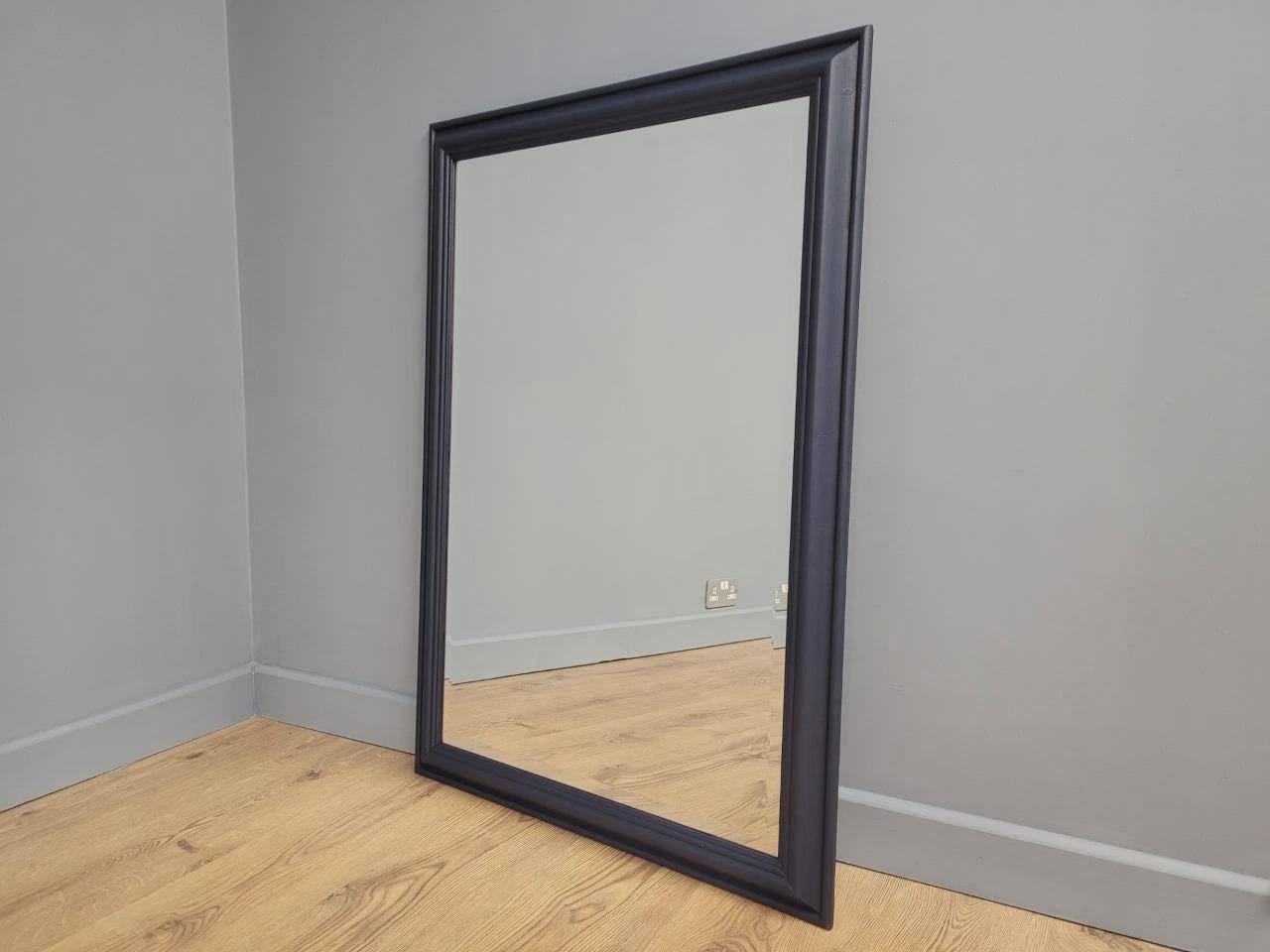 Pine Framed Wall Mirror Bevel Edge Fusion Blue Hand Painted Large Mirror