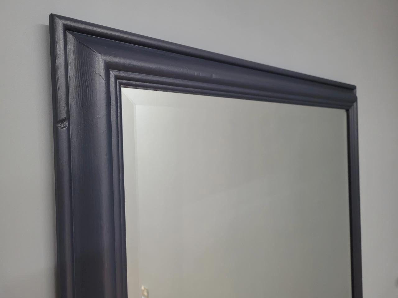 Pine Framed Wall Mirror Bevel Edge Fusion Blue Hand Painted Large Mirror