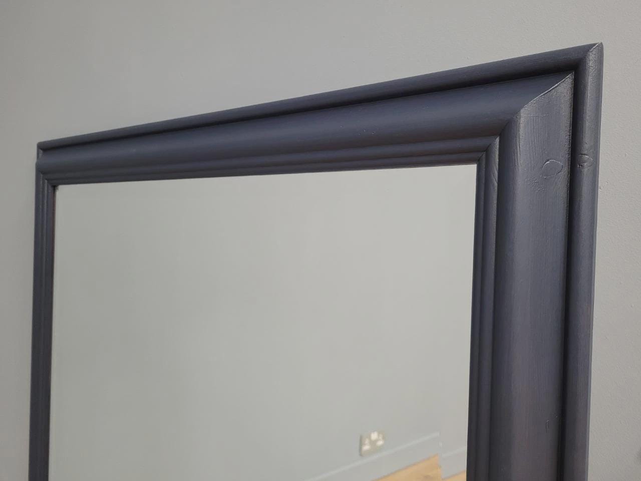 Pine Framed Wall Mirror Bevel Edge Fusion Blue Hand Painted Large Mirror