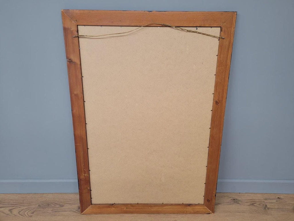 Pine Framed Wall Mirror Bevel Edge Fusion Blue Hand Painted Large Mirror