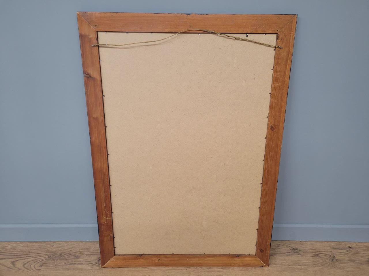 Pine Framed Wall Mirror Bevel Edge Fusion Blue Hand Painted Large Mirror