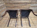 Pair Mahogany Queen Anne Chairs Upholstered Seats Hall Bedroom Chairs Vintage