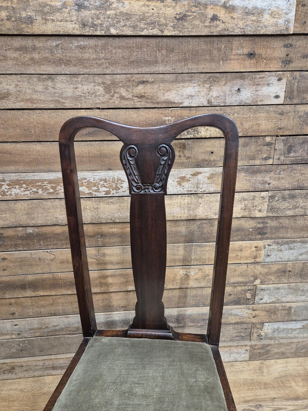 Pair Mahogany Queen Anne Chairs Upholstered Seats Hall Bedroom Chairs Vintage