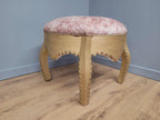 Large Upholstered Footstool Gold Base Boho Style Vintage