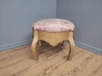 Large Upholstered Footstool Gold Base Boho Style Vintage