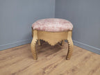 Large Upholstered Footstool Gold Base Boho Style Vintage