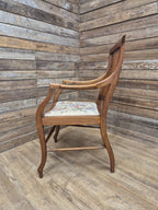 Edwardian Office Armchair Spindle Back Needlepoint Seat Antique Desk Chair