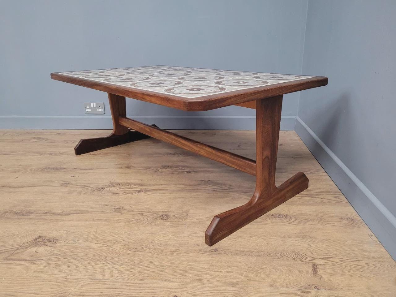 MCM G Plan Teak Coffee Table Tile Top Trestle Mid Century Retro Chic